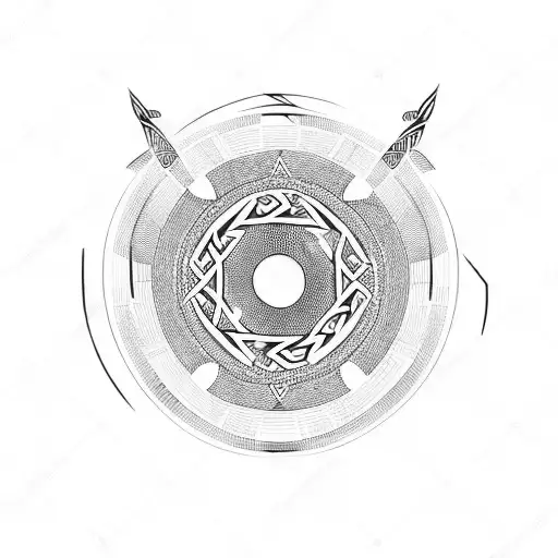 Circular Abstract Geometric Figure In Viking Style