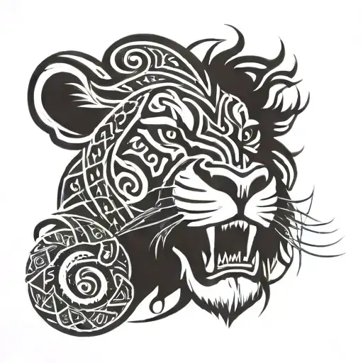Maori Lion Head Open Mouth