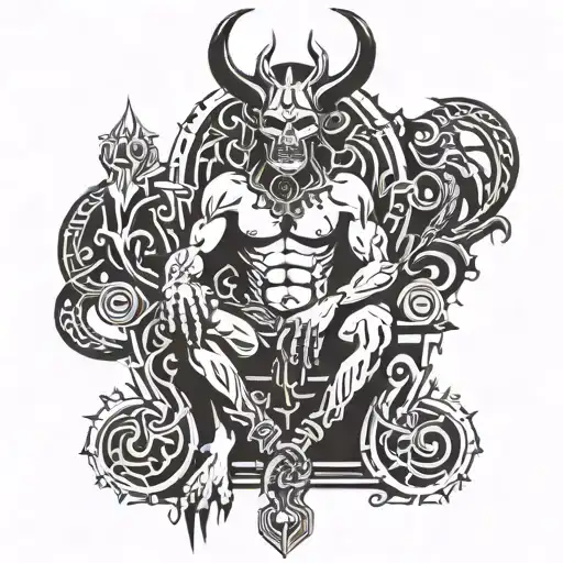 Scary Devil Sitting On Throne