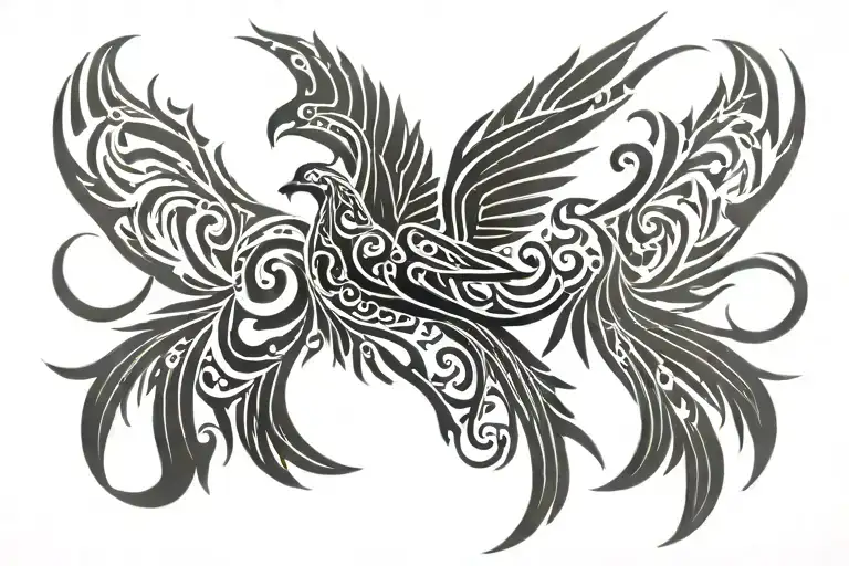 Tribal Phoenix Wings Spread Bright