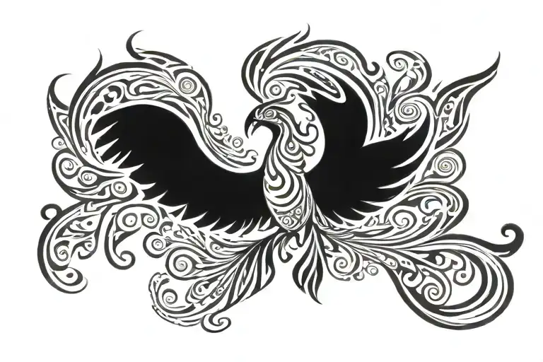 Tribal Phoenix Wings Spread Bright