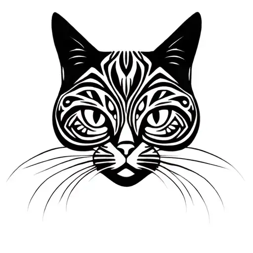 Cat Face Tribal Black Background