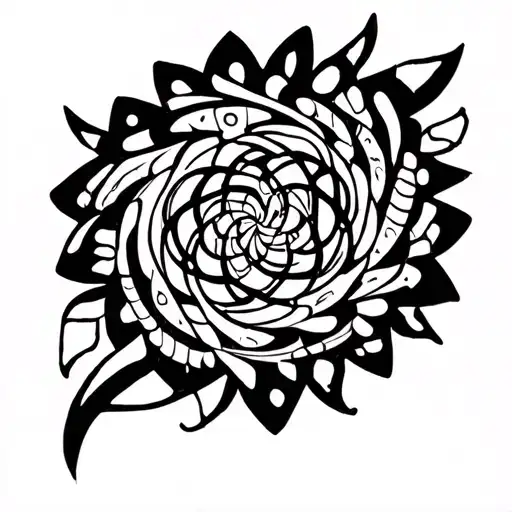 Spiral Patchwork Small Line Drawing