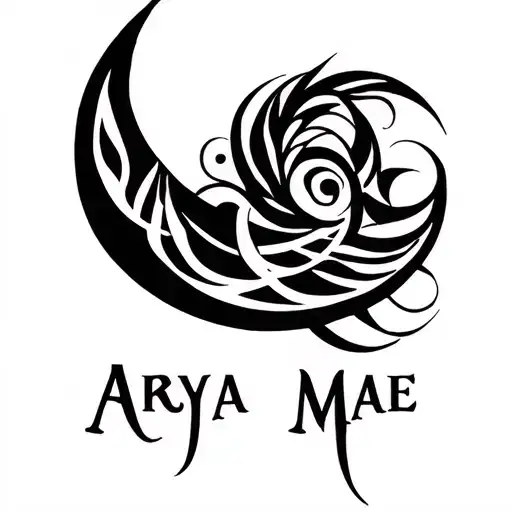 Arya Mae Written In Crescent Moon Shape