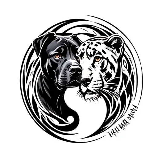 Rottweiler With Panther Yin Yang Style