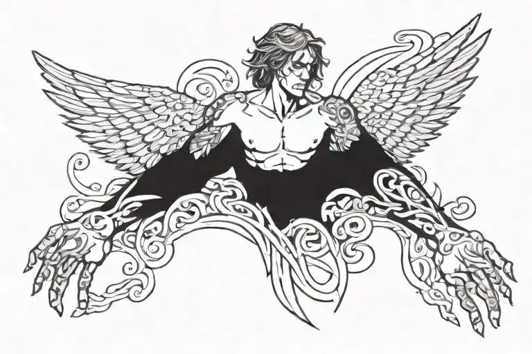 Fallen Angel Holding Hands With His