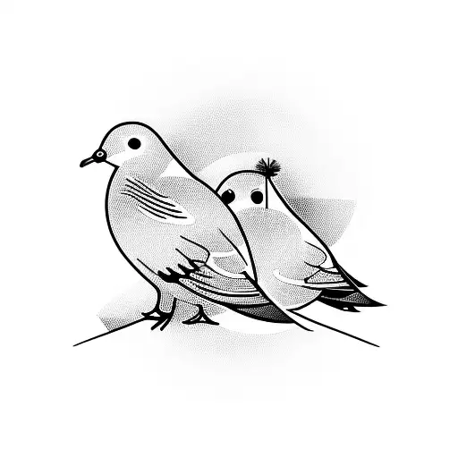 Abstract Of 2 Doves Snuggling And Standing On A Infinity Symbol