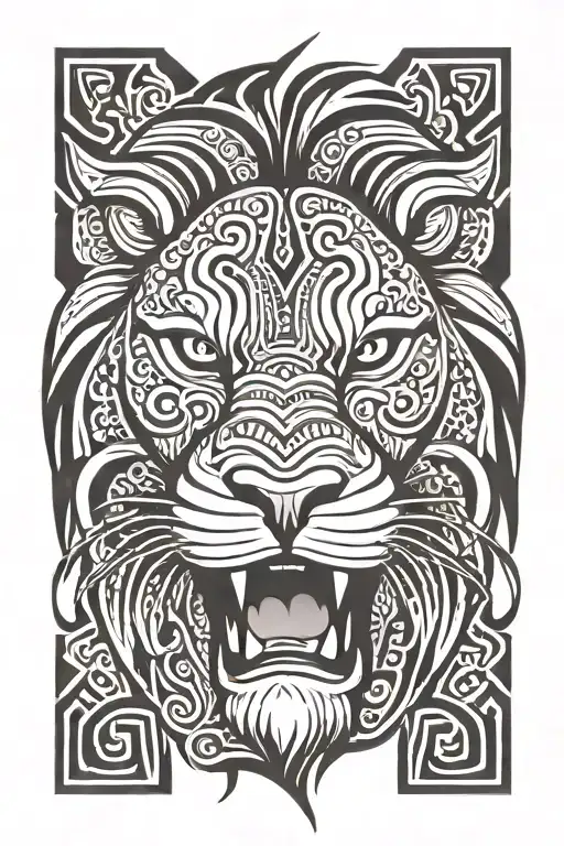 Maori Lion Head Open Mouth