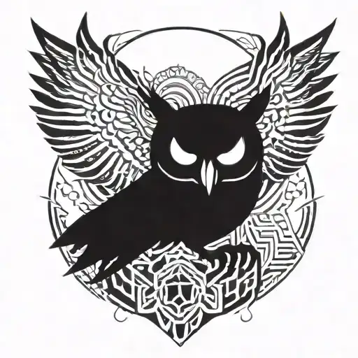 Abstract Geometric Design Incorporating An Owl Silhouette