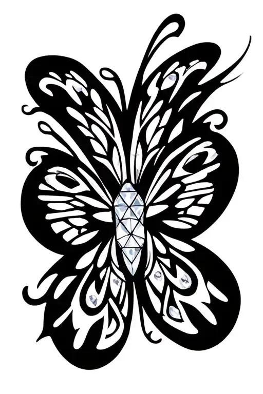 Diamond Encrusted With Butterfly