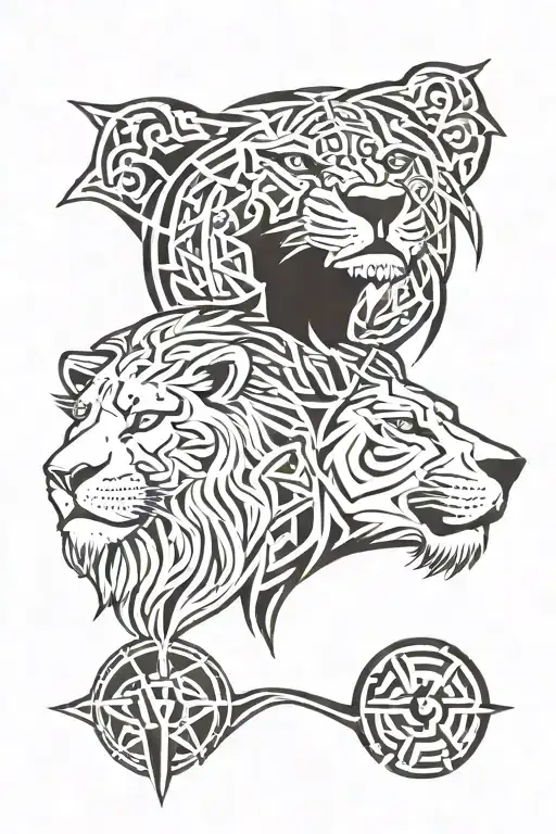 Half Bear Face Half Lion Face