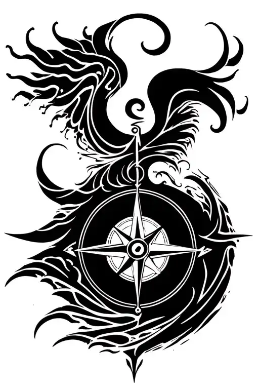 Poseidon And Sea Wave Compass