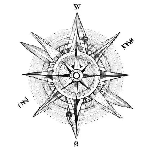 Sailors Compass Rose Over The Horizon