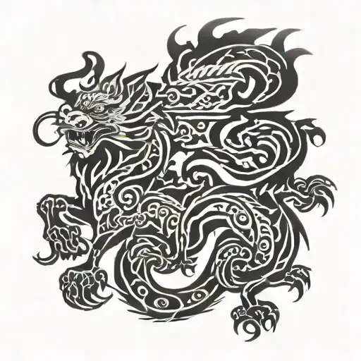 Japanese Dragon And Lion