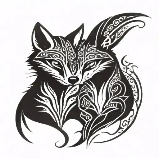 A Fox And A Marten Sitting Side By Side