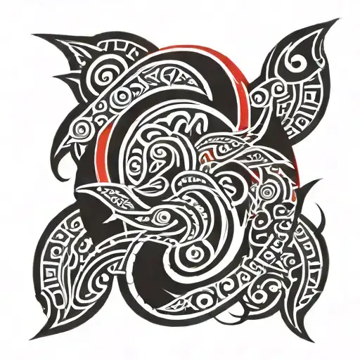 Polynesian Black Red Sleeve
