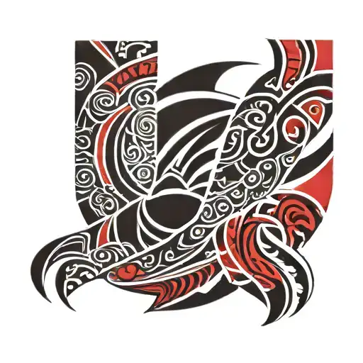 Polynesian Black Red Full Arm Sleeve