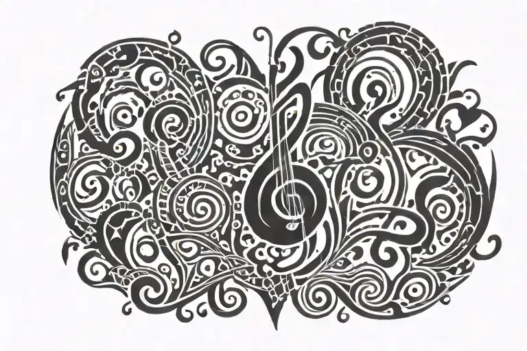 Music Tattoo That Has Hearts Inside