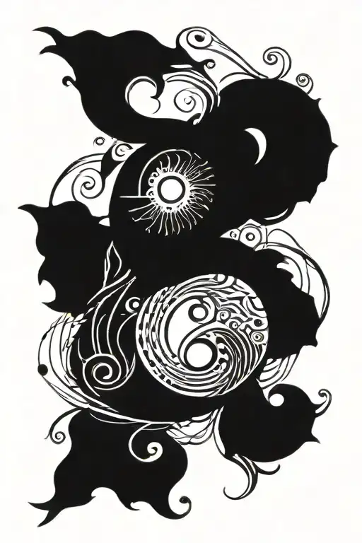 Yin Yang Symbol Surrounded By Musical Notes