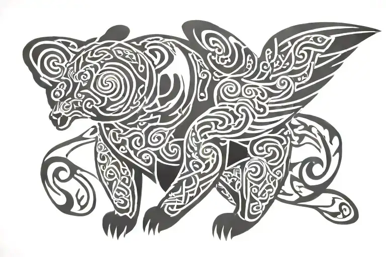 Celtic Design Bear With Wings Made