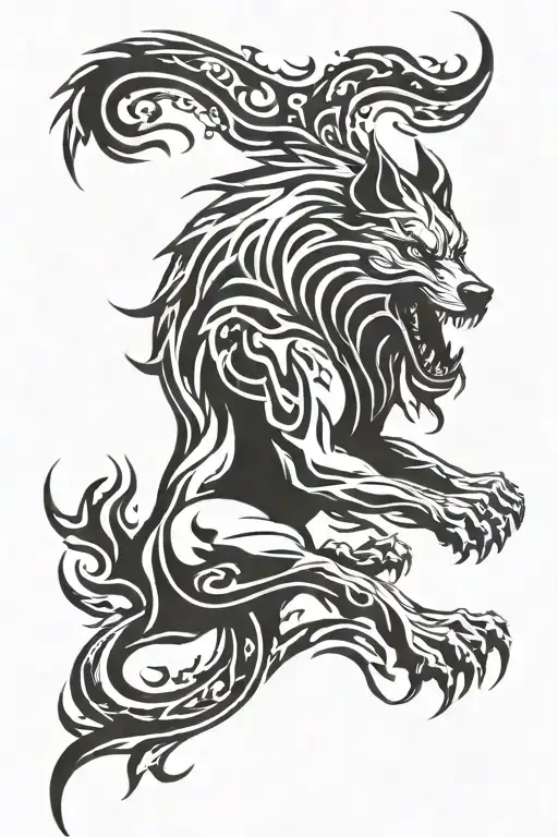 Fenrir In Black Flames Left Arm Sleeve