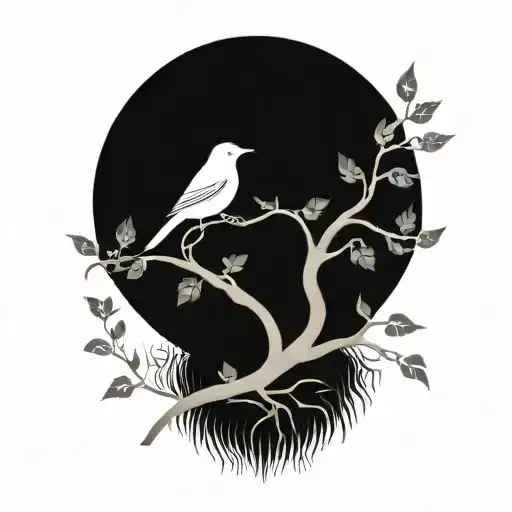 Bird In Tree Single Branch Representing Children