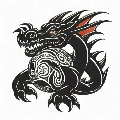 Cute Dragon Playing With Ball