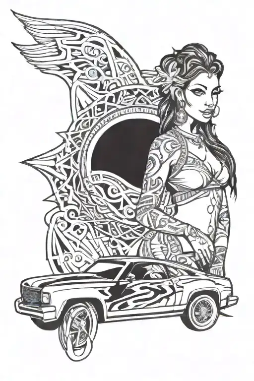 Chicano Girl With Car