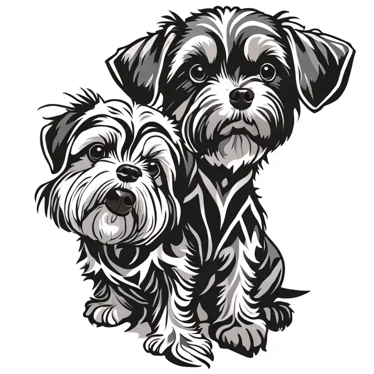 Two Adorable Dogs Sitting Side By Side