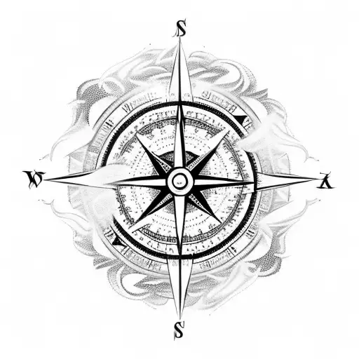 Compass With Smoke And Flames