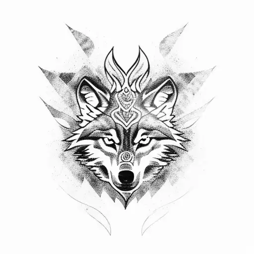 Wolf With Smoke And Flames