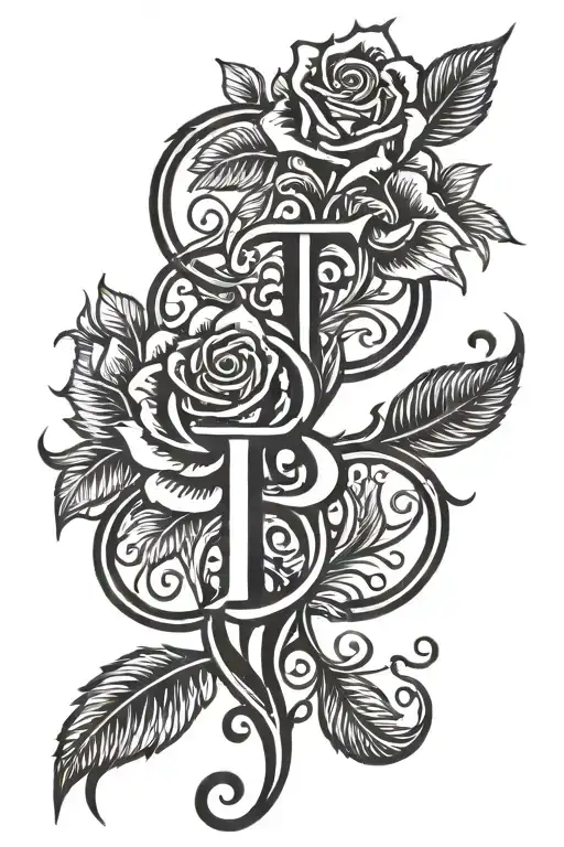Lb Initials In A Rose Vine Wrapping