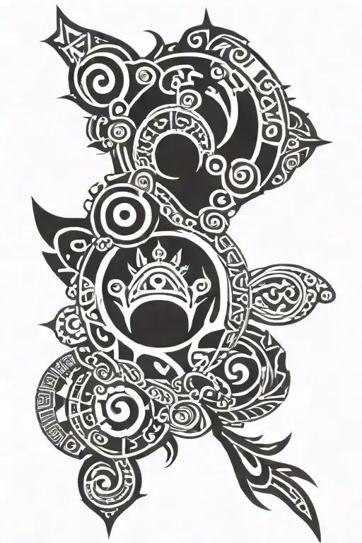 Filipino Tribal Tatoo Design Featuring Iconic Symbols