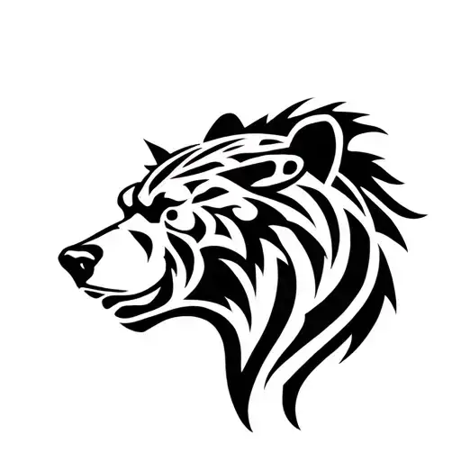 Tribal Grizzly Bear Head Shoulder
