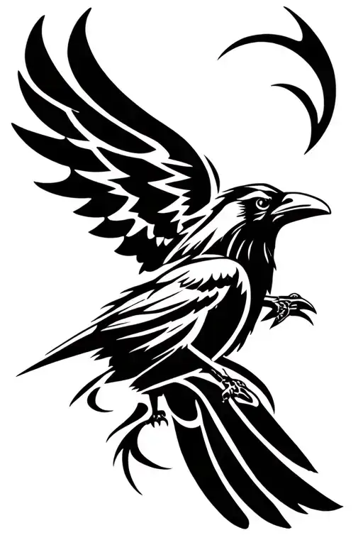 Raven With Right Wing