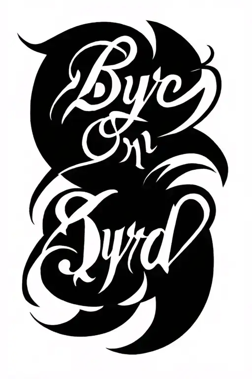 Tribal Tattoo That Says Byrd On The Back Of A Forearm