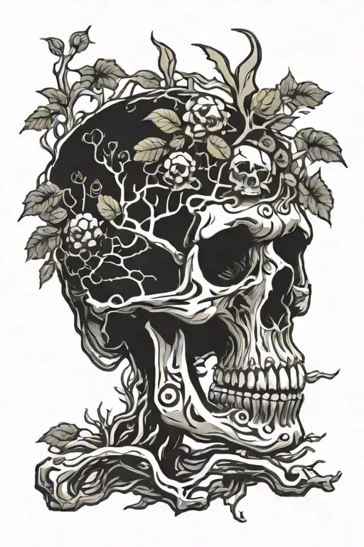 Bonsai Growing Out Of Skull