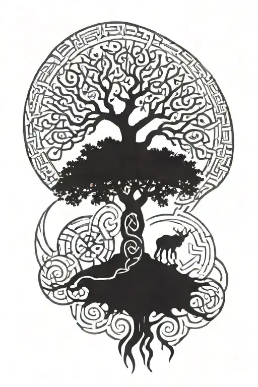 Viking Runes And Tree Of Life Intertwined