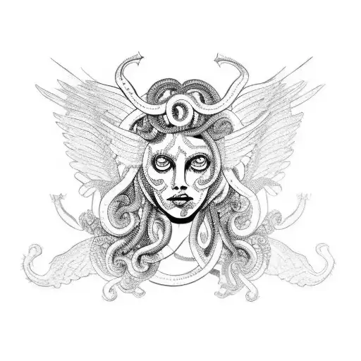 Medusa With Wings Behind