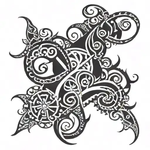 A Tramp Stamp With A Little Of Goth Art In It