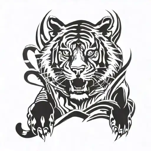 Single Pectoral Tiger Inspired Tatoo
