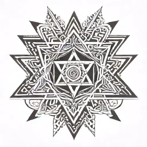Star Of David Embedded In A Tribal Patterns