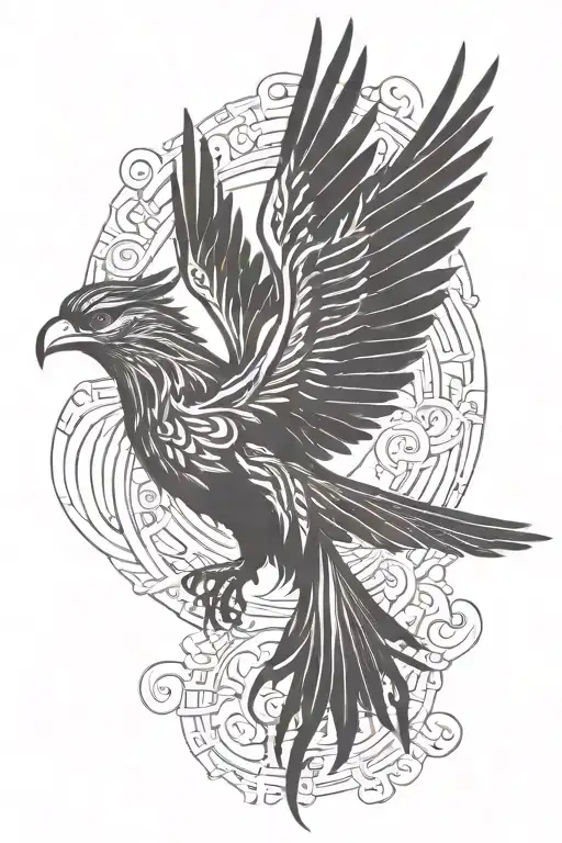 Sun Rising Phoenix Bird Flying In The Sky