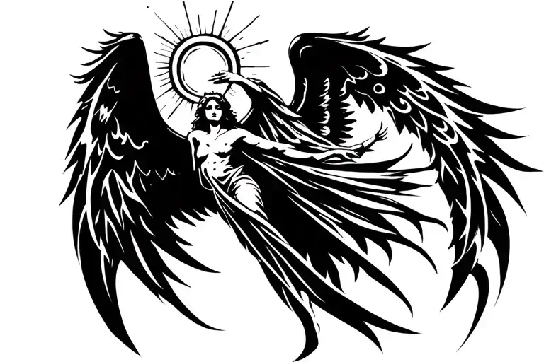 Arch Angel Holding Ascending To Heaven