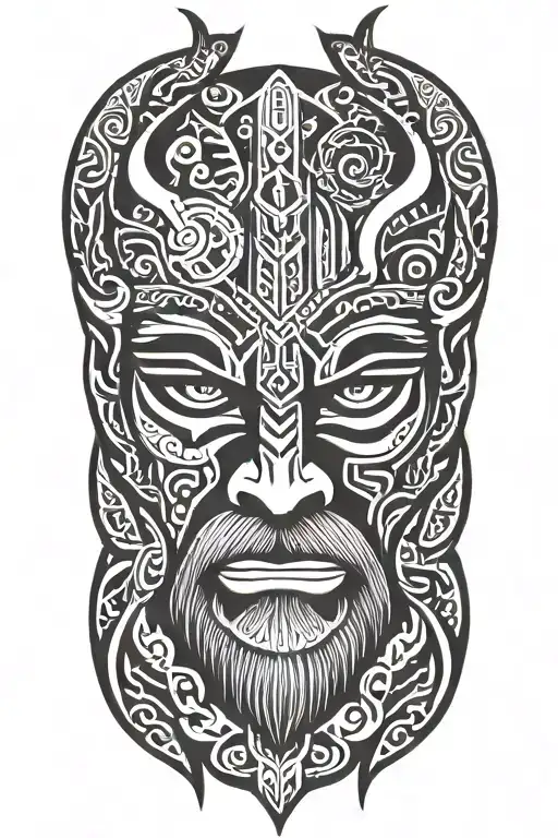 Viking Face Tilted To Left Side