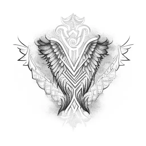 The Word Mama With Angel Wings Each End