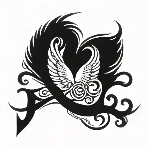 Ambigram Of Freya With An Angel Wings Theme