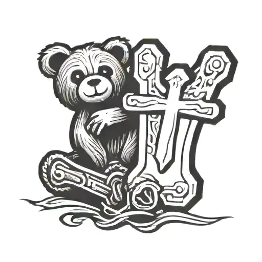 Two Tombstones One With A Teddy Bear One With A Wrench