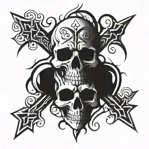 Skull And Hearts And Cross