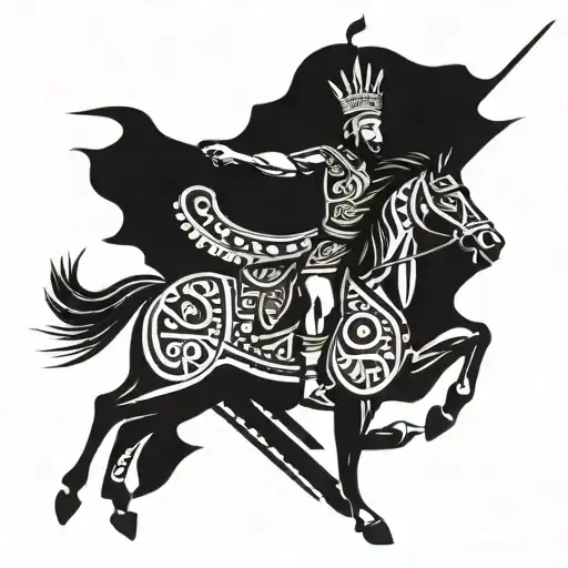 Macedonian Warrior On A Horse On Two Legs With A Crown In His Hand